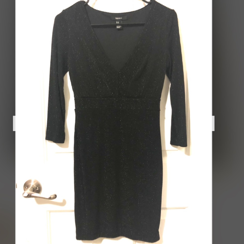 Black V-neck Dress
